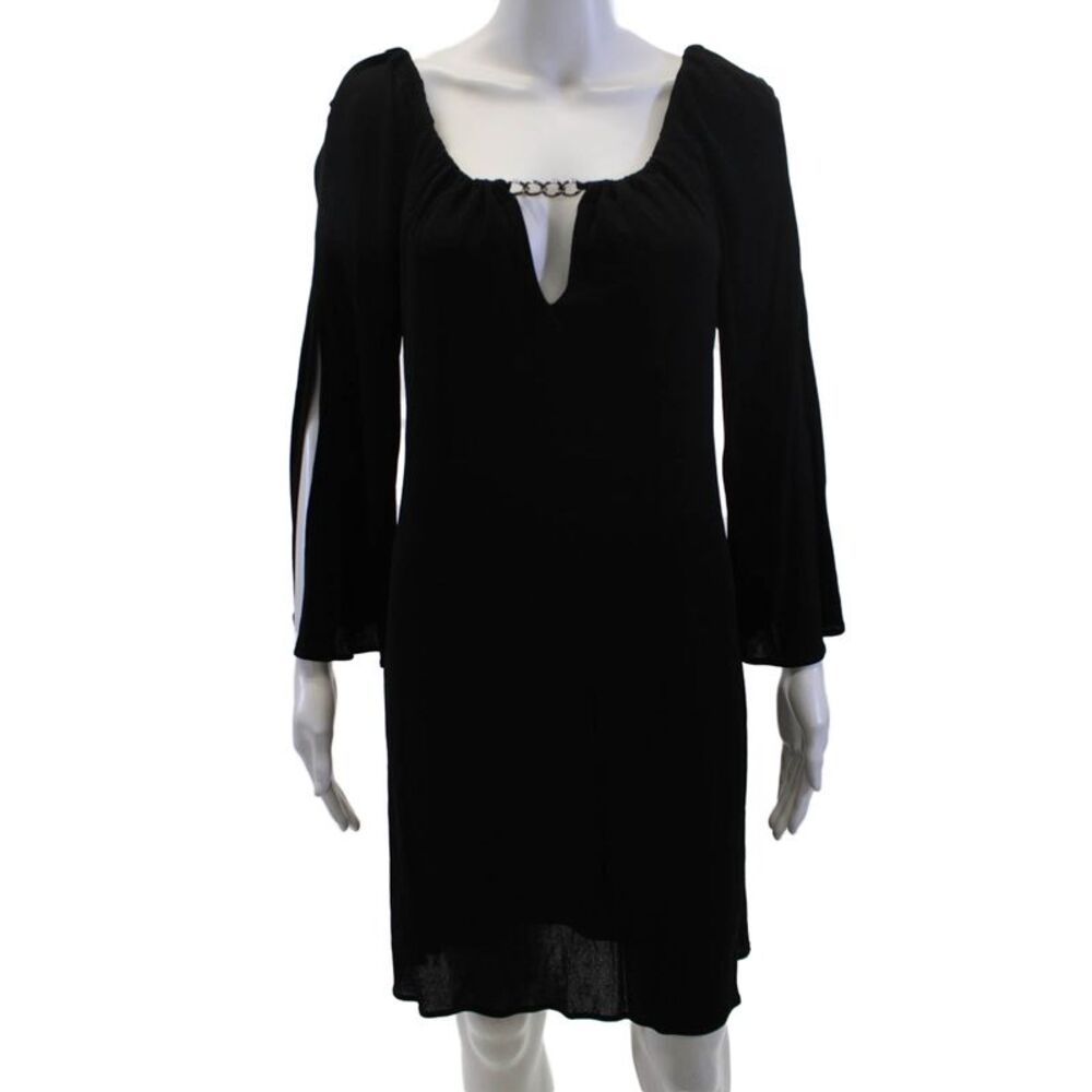Milly Women Shift Dress Black Long Sleeve Viscose Size M